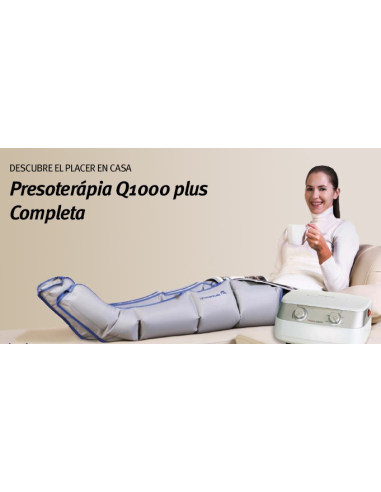 Presoterapia completa Q1000Plus 4 cámaras, Incluye 2 botas + 1 brazo+ faja + funda