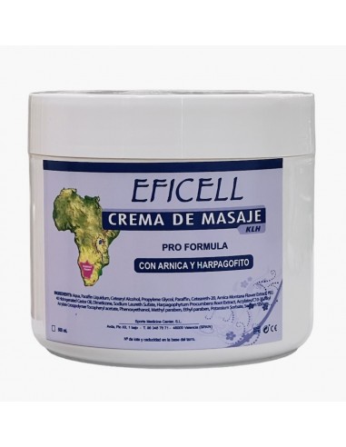 Crema de masaje KLH para Fisioterapia (con árnica y harpagofito) de EFICELL